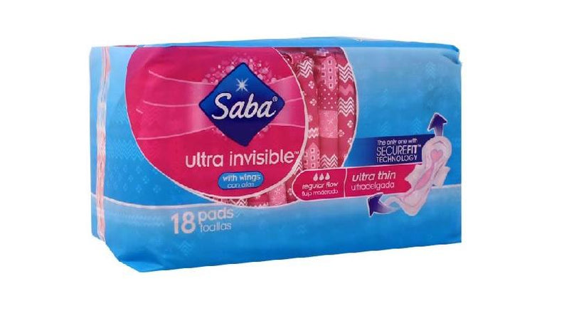 SABA ULTRA INVISIBLE THIN REG 18 PADS PK6  /  UOM C12