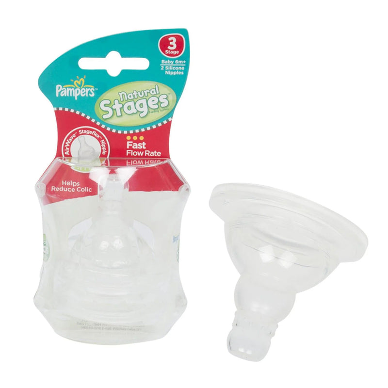 PAMPERS BABY NIPPLE STAGE 3 SILICON  2CT - PK 3  /  UOM C24