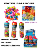 JUGUETES GLOBOS DE AGUA 100 PCS EN TARRO CON BOQUILLA EXPOSITOR 12 / UOM DSP