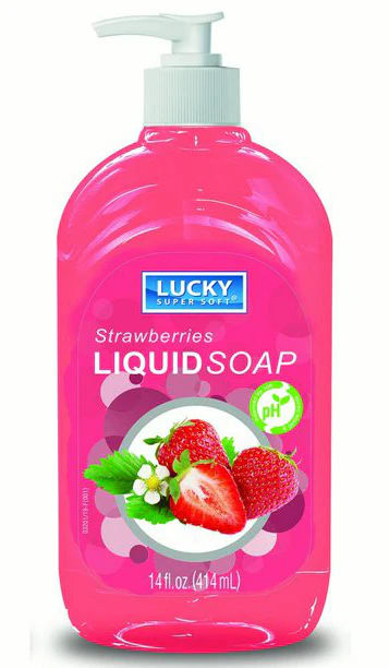 LUCKY HAND LIQUIDSOAP CLEAR STRAWBERRIES 14oz PK6  /  UOM C12