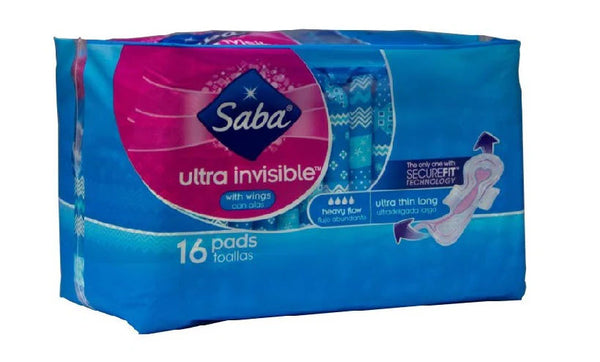 SABA ULTRA INVISIBLE THIN LONG 16 PADS PK6  /  UOM C12