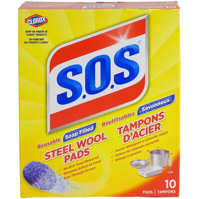 ESPONJA DE OLLA  S.O.S STEEL WOOL WITH SOAP 10PCS  CS6  /  UOM C6