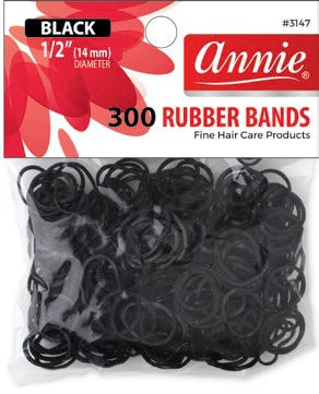 ANNIE RUBBER BANDS 300CT BLACK CS12  /  UOM M600