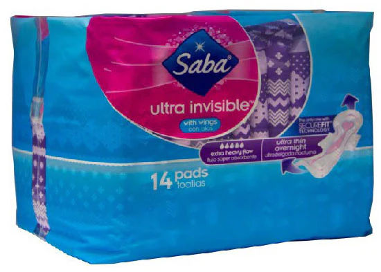 SABA ULTRA INVISIBLE THIN NIGHT 14 PADS PK8  /  UOM C16