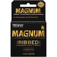 CONDOMS TROJAN MAGNUM RIBBED 3CT PK6  /  UOM C12