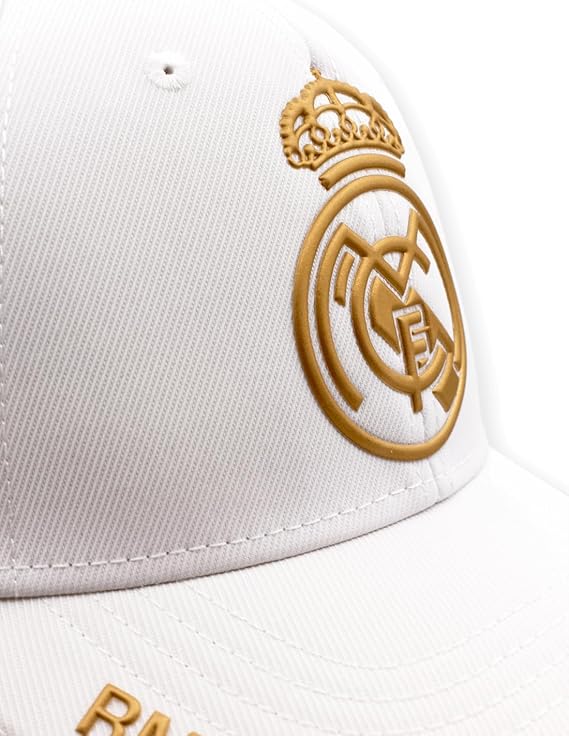 Gorra Real Madrid Adulto Blanco - Escudo en Oro