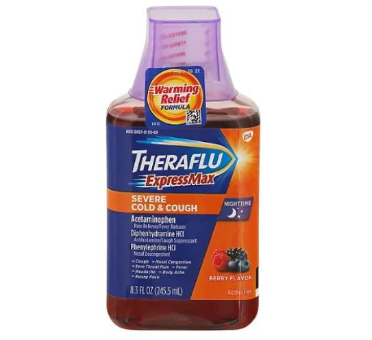 THERAFLU *NIGHTTIME* SYRUP 8.3OZ SEV. COLD&COUGH PK3  /  UOM C12