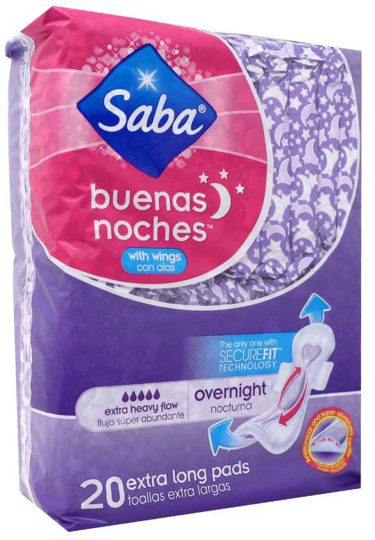 SABA MAXI NIGHT 20 PADS PK6  /  UOM C12