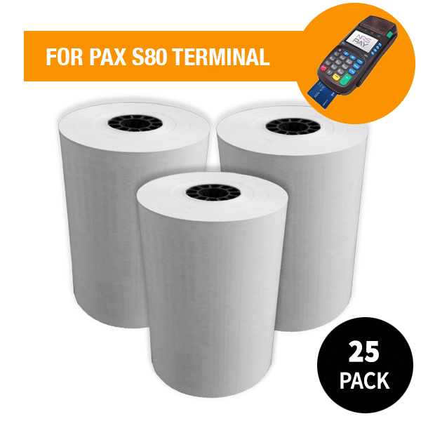 Pack of 25 PAX S80 Printer Paper Rolls