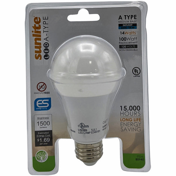 LED A19 Light Bulb, 14 Watts (100 Watt Equivalent), 6500K Daylight, Non Dimmable (6 Pack)