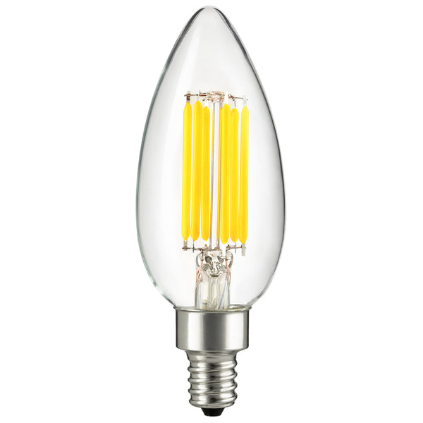 LED Filament Style Chandelier Bulb, Torpedo Tip, 5 Watt (60 Watt Equivalent), e12 Base, 4000K Cool White, Dimmable (6 Pack)