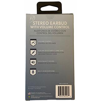 Grey stereo earbuds with volume control (12 Pack)