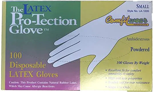 LATEX DISPOSABLE GLOVES SMALL CS10