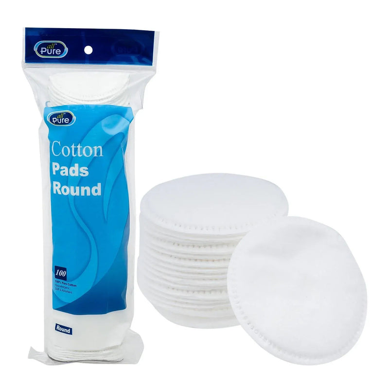 ALL PURE ROUND COTTON PADS 100ct PK6