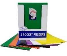 2 Pocket Poly Folder, No Holes, Matt/Shinny, Assorted Colors (48 Pack)